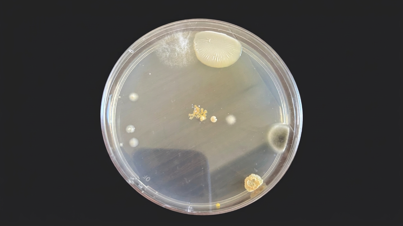 Agar plate shown before shoe steamer incubating for 120 hours