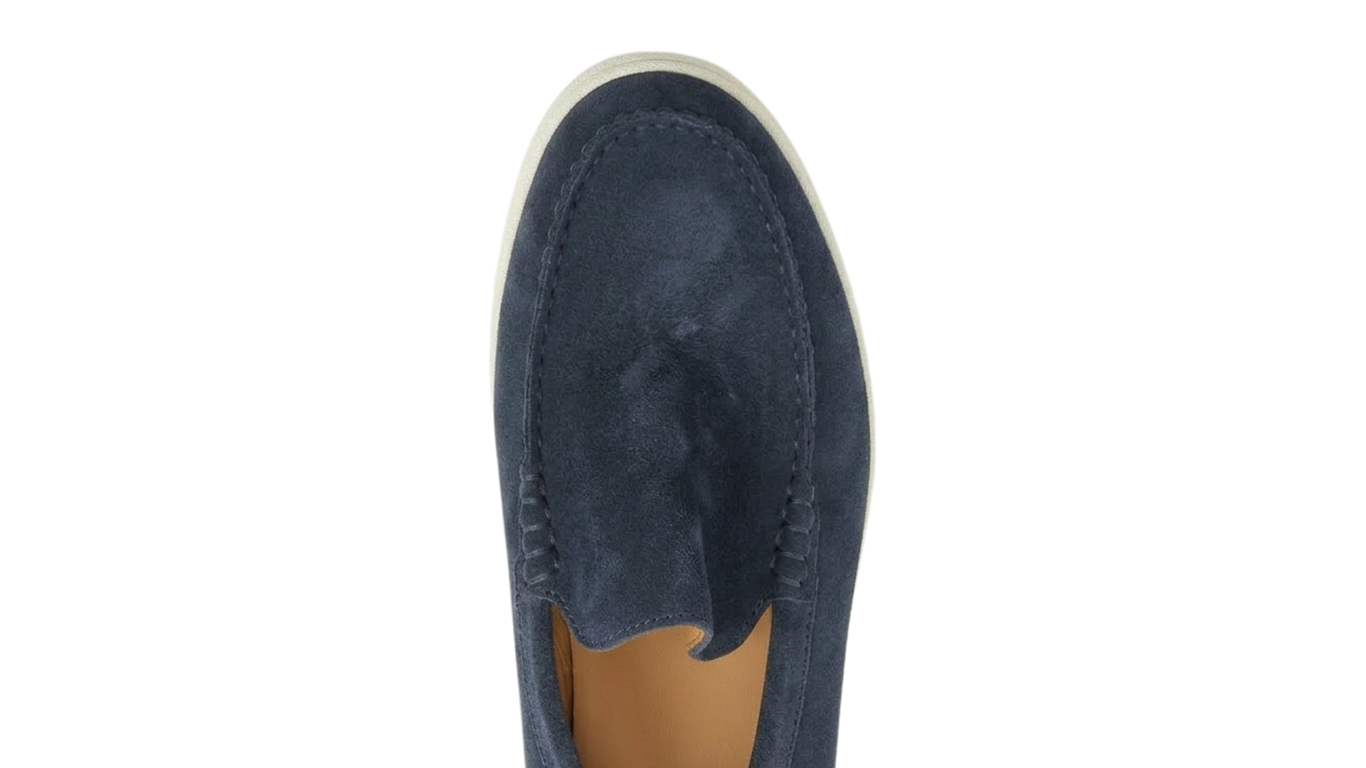 Wrinkled suede loafer before being refreshed with the Shoe Steamer